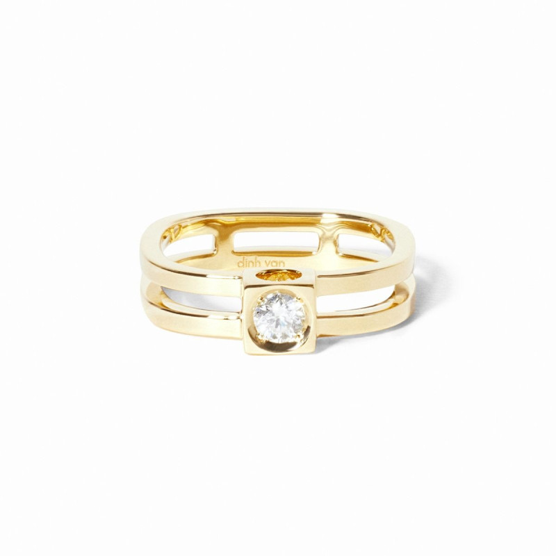Le Cube double row diamond ring, large model, pavé-set
