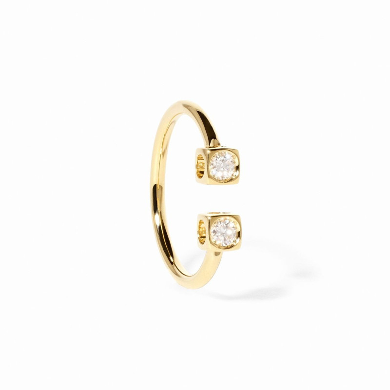 bague le cube diamant avec 2 diamants