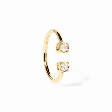 bague le cube diamant avec 2 diamants