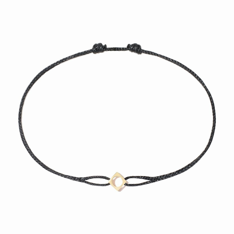 Le Pavé bracelet on cord, small model, yellow gold