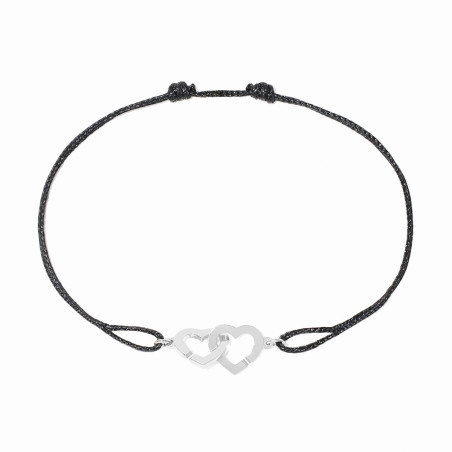 Bracelet sur cordon Double Cœurs, petit modèle