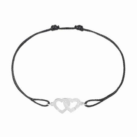Bracelet sur cordon Double Cœurs, petit modèle